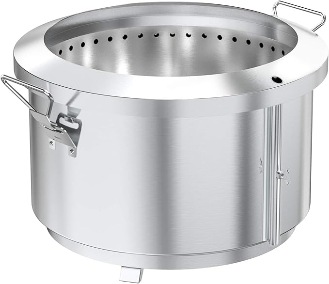 Onlyfire 24 Inch Outdoor Smokeless Fire Pit Stainless Steel Fire Bowl Portable Wood Burning Stove with Detachable Handles for Backyard Camping