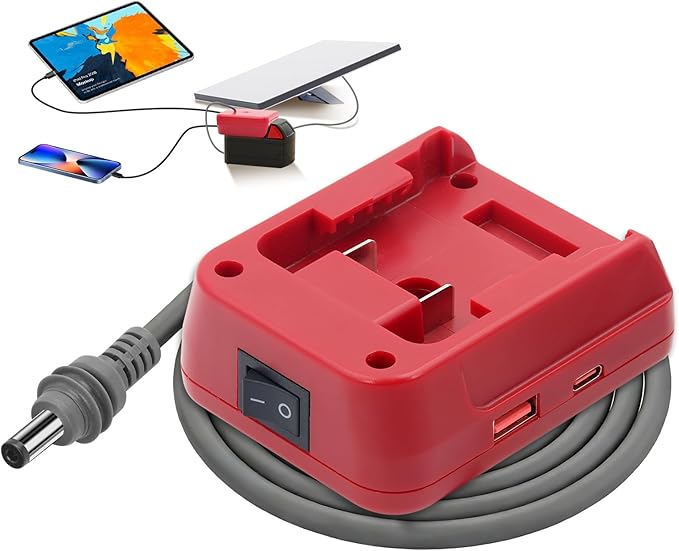 Starlink Mini Battery Adapter Compatible with Milwaukee M18 [Low Voltage Cutoff Protection] 5FT Starlink Mini Power Cable for 18V Battery 18AWG Battery Adapter DC Power Cable (Red)
