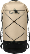 pistro 40L Waterproof Dry Backpack for Kayaking Boating Swimming with Wet Dry Separation Compartment Outdoor Sports Bag- Khaki