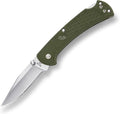 Buck Knives 112 Slim Select Folding EDC Knife 3” Pocket Knife Blade Nylon Handle 420HC Stainless Steel Modified Clip Point Folding Blade Made in the USA O. D. Green 2.5 oz