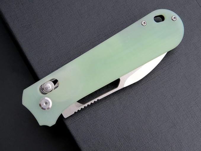 Eafengrow EF963 Folding Knife D2 Steel Blade G10 Handle EDC Tool Knives for Outdoor Working Camping (Jade)