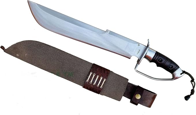 14 Custom D-Guard Hunting Predator Full Tang Knife - Hand Forged from 5160 Carbon Steel - Rosewood Handle - Ready to Use