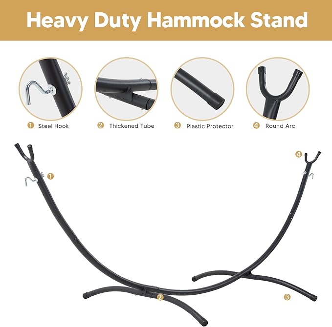 SUNCREAT Portable Large Hammock with Stand Two Person Hammock with Stand Included Rainbow Stripes