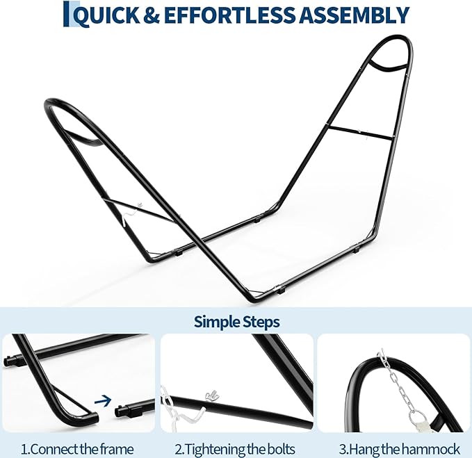 Universal Double Hammock Stand 550-Pound Capacity Heavy-Duty Hammock Stand for Outside Fits 9 to 14 Foot Hammocks Black