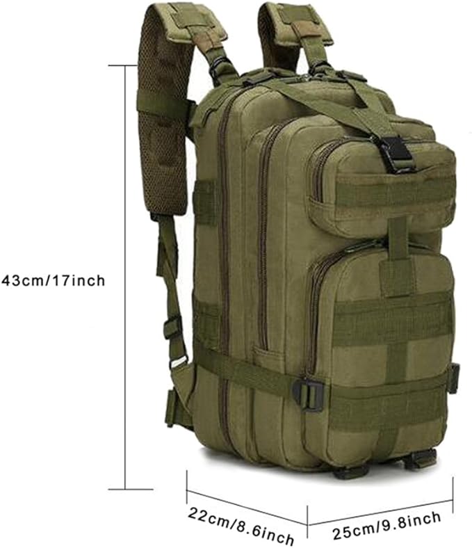 Military Tactical Backpack Assault Pack Molle Bug Out Bag Small Rucksack Molle Backpack for Hiking Camping Hunting Trekking Outdoor Tactical Combat Travel Bag 25L (Army Green)