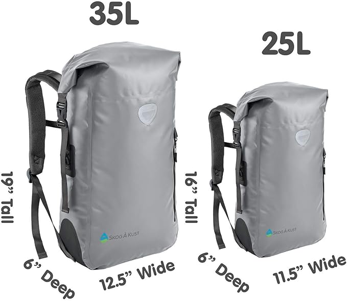 Skog Å Kust BackSak Heavy Duty Waterproof Backpack - Gear Bag for Sports Travel &amp More - 25 &amp 35 Liter Sizes
