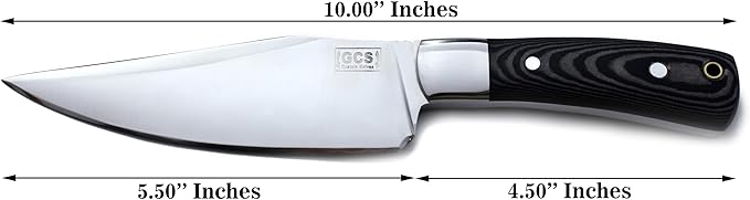 GCS Custom Handmade Black And White Micarta Handle D2 Tool Steel Knife &amp Buffalo Hide Sheath GCS 193