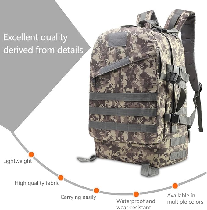 Military Tactical Backpack for Men and Women 3D Assault Pack Bag Rucksack with Molle System Hiking Pack (Python Pattern Black)