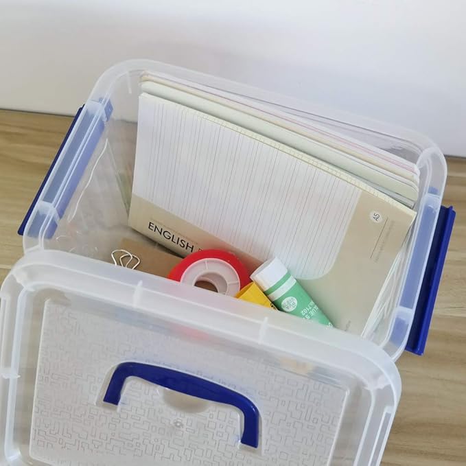 Clear Storage Box with Lid 6 Liter Small Plastic Box Bins Set of 6