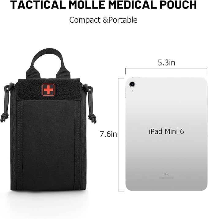Jueachy Tactical Backpack with Lunch Box for Men: Laptop Compartment Bookbag+Tactical Medical Pouch Molle IFAK: First Aid Pouches Kit Empty