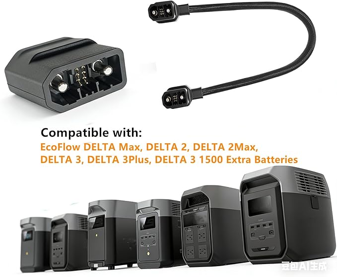 Extra Battery Connection Cable for Ecoflow Compatible with Delta 2 2 Max Max 3 3 Plus 3 1500Wave 2 Wave 3 Braided Power Cable (Not Compatible with Pro 3) Length 20Inch