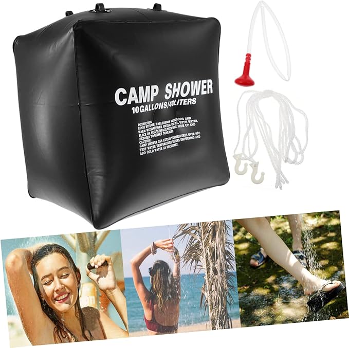 VANZACK 40L Solar Shower Bag for Camping Portable Solar Heating Water Bag Outdoor Shower Pouch Convenient Handle for Hiking and Beach Activities