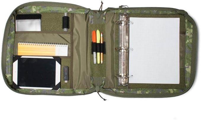 TACTICAL NOTEBOOK COVERS Tactical 3-Ring Binder Cover System | Zippered Padfolio Organizer Bag with Leather Handle | Fits 3” to 4” Binders | Durable Field Use Organizer (Canadian Digital Camo)