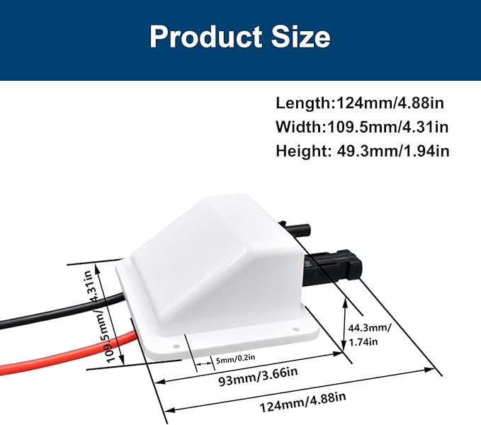 Solar Cable Entry Gland with 0.33Ft 10AWG Solar Extension Cable UV Resistance Dual Solar Junction Box with Connectors on RV Boat Van Camper(White)