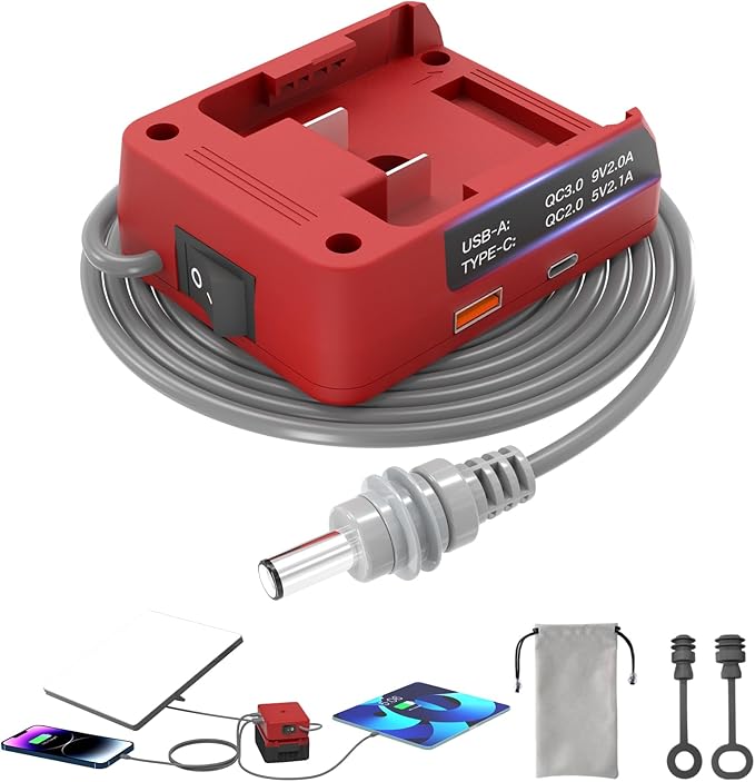 Deckit Starlink Mini Battery AdapterCompatible with Milwaukee M18 Battery Portable Power Converter for Off-Grid Internet with Switch Low Voltage Protection &amp Multi-Port Includes 5FT DC Cable &
