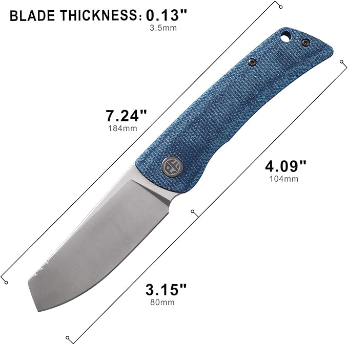 Petrified fish PFE05 Flavorist3.15 K110 Satin Blade 94g Micarta Handle Front Flipper Liner lock Folding knife (Blue)