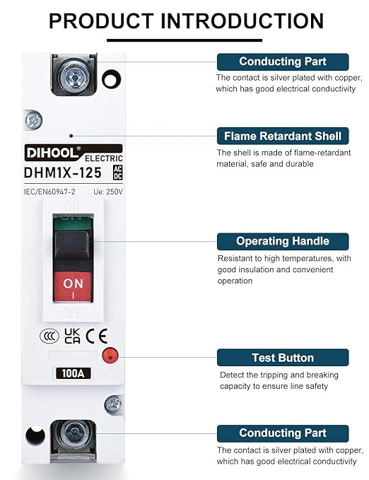 DIHOOL 100 Amp Battery DC Disconnect Switch DC Breaker for Main Power Station UPSSolar