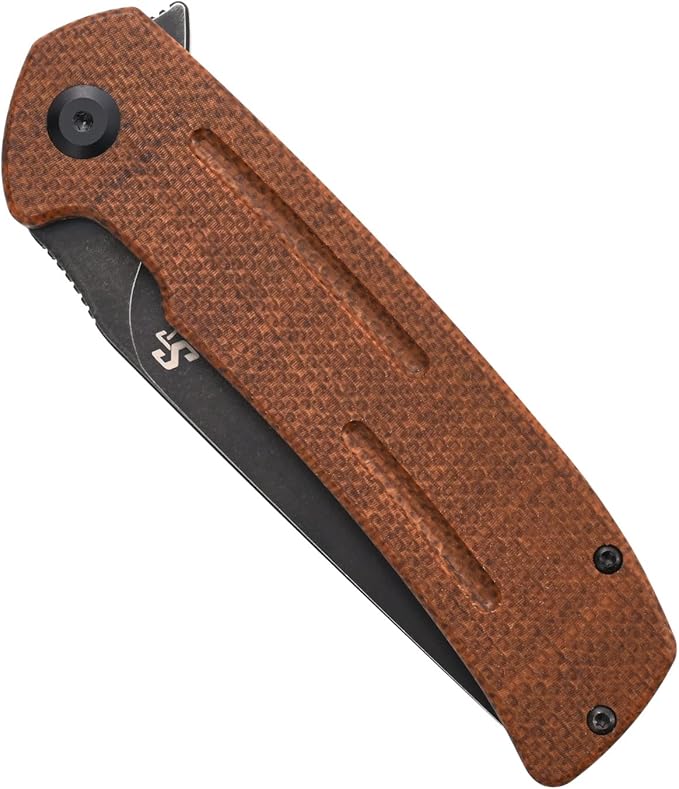 Sitivien ST133 Folding KnifeD2 BladeMicarta Handle EDC Tool Knife for Outdoor Camping Hiking(Brown)