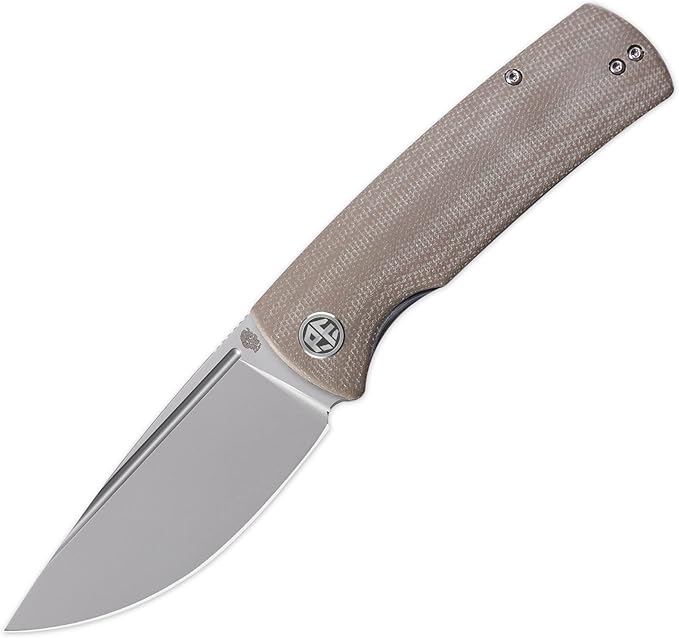 Petrified fish PFP01Beluga k110 steel folding knife G10 handle Front flipper outdoor Camping survival hunting EDC tool knives (Khaki Sandblasting)