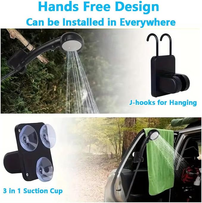 Portable Shower for Camping 6000mAh Rechargeable Camping Shower with Intelligent Digital Display 3 Spray Modes Outdoor Camp Pump Camping Shower Pump for Hiking Travel Car Pet Grey6000mAh