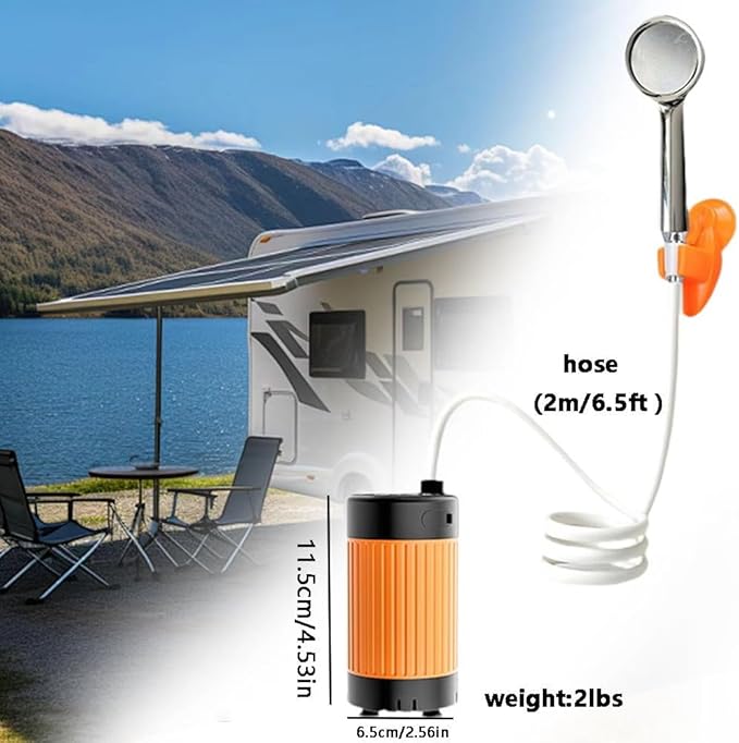Portable Shower for Camping 7800mAh Rechargeable Camping Shower with Intelligent Digital Display 3-Speed showerhead Outdoor Camp Pump Camping Shower Pump for Hiking Travel Car Pet