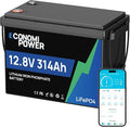 12V 314Ah(300Ah) LiFePO4 Lithium Battery 200A Smart BMS w/App Monitoring &amp 15000+ Cycles Compact Reliable Power for RV Solar Off-Grid &amp Home Backup