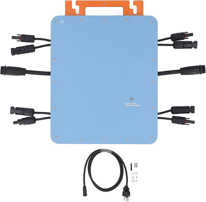 Yunseity Solar Micro Inverter 2000W Single Phase Kit WiF Control Meter Maximum Power Point Tracking Aluminum Alloy IP66 Water Proof 22V-48V MPPT (US Plug 120V)