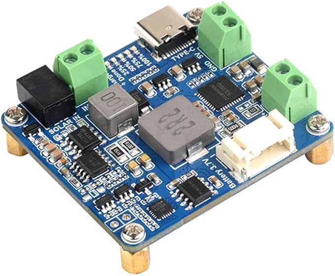 Solar Power Manager Module+3xBattery+Case Supports 6V-24V Solar Panel Blue Type-C 5V/3A Regulated Output Module