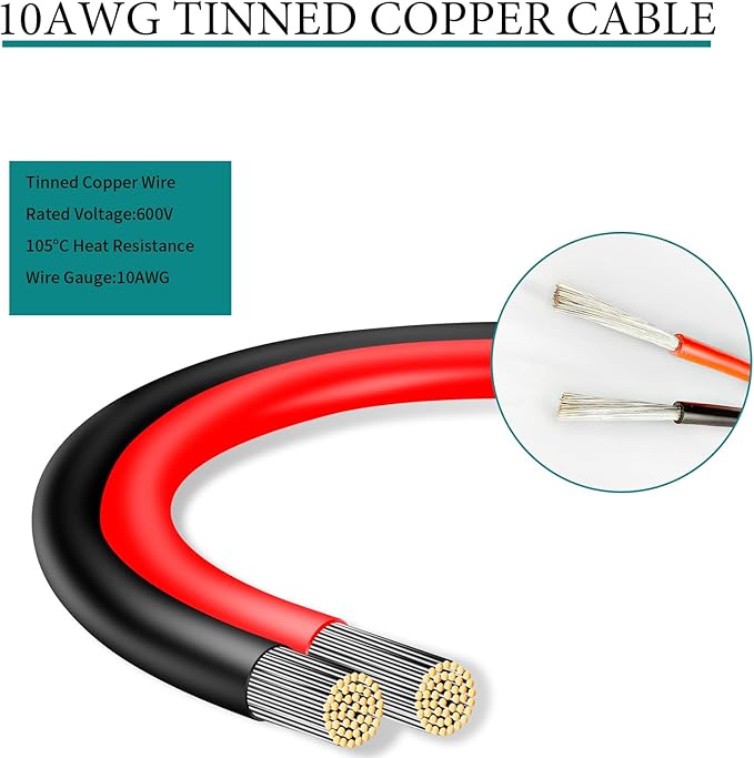 10AWG Tinned Copper Wire XT60i to Solar Panel Connector Extension Cable 10FT – Heavy-Duty Solar to XT60i Cable for RC Batteries Drones Solar Power Systems and Renewable Energy Applications