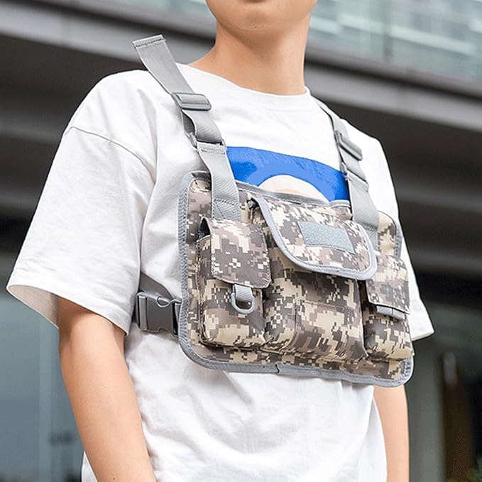 Outdoor Chest Bag For Men Tactical Utility Pack Lightweight Chest Pouch Hiphop/Harness Bag for Workouts Cycling Hiking (ACU)