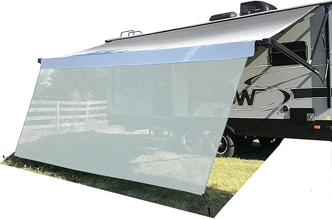 Tentproinc RV Awning Sun Shade Screen 8' X 16' 3'' (Fit for 17' Awning) Mesh Screen Sunshade Screenshade for Motorhome Camper Trailer Awning Sunshade Screen UV Blocker - 3 Year Warranty (Gray)