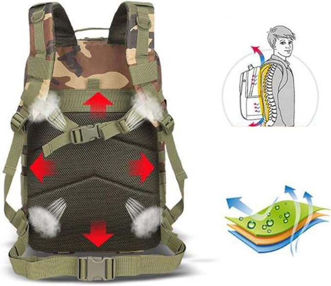 Hiking Backpack Oxford Military Camouflage Backpack for Backpack for Work、School、Camping、HuntingSize：50 * 30 * 28cm(Green)
