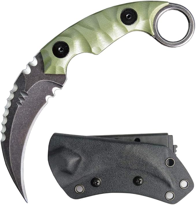Ccanku C1691 Fixed Blade Knife D2 Steel G10 Handle 4 InchesOutdoor Survival Claw Teeth KnifeCamping EDC Tools Kydex Sheaths … …