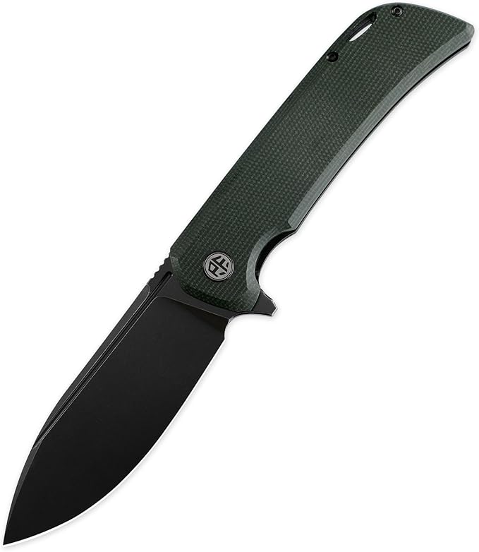 Petrified fish PFB05 Tunny Folding Knife3.86 14C28N Steel Black Stonewashed Blade Micarta Handle Folding knife for EDC Camping Outdoor (Green Stonewashed)