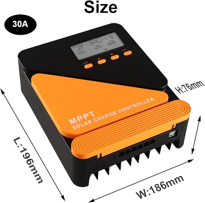 SolaMr 40A 100V MPPT Solar Charge Controller 12V/24V LCD Screen Solar Panel Controller with Dual USB Port for Gel Sealed Flooded and Lithium LiFePO4 (GM40A)
