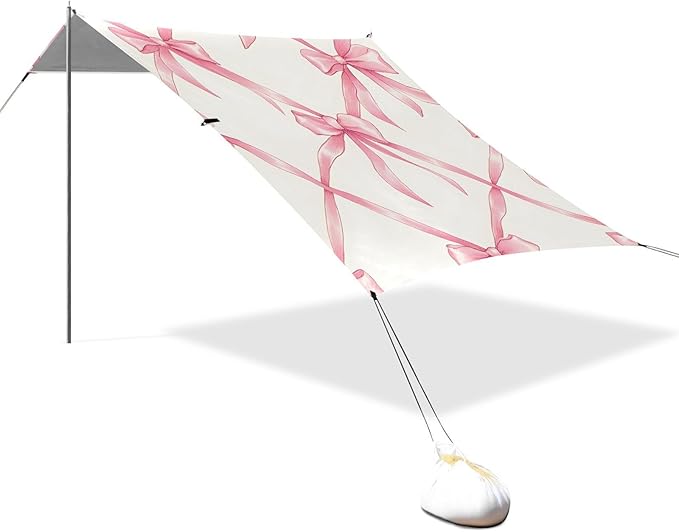 ALAZA Bow Rhombus Plaid Pattern Beach Tent Sun Shelter Portable Canopy Sunshade for Outdoor Camping Picnics Backyard Fun 10x9 ft