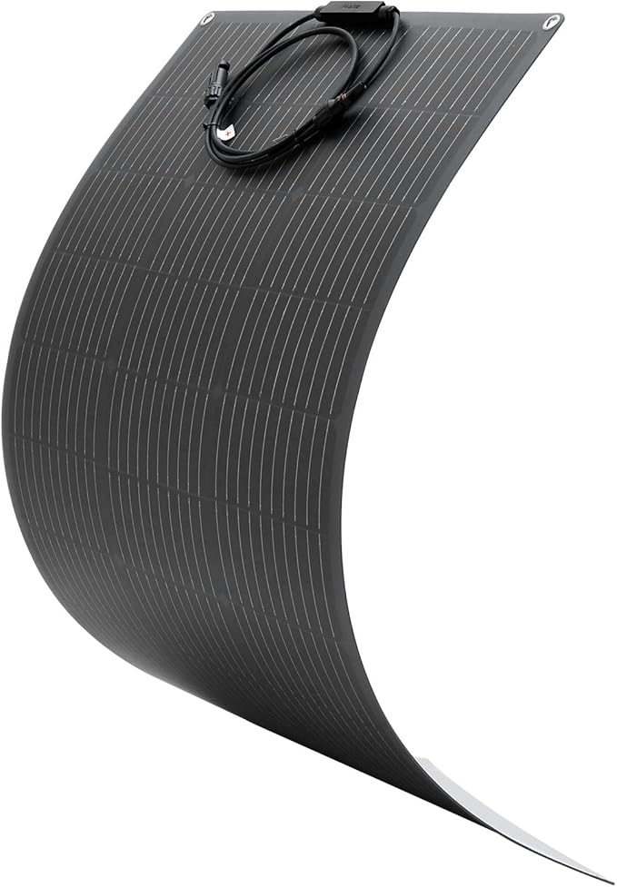 VEVOR Flexible Solar Panel 100W Semi-Flexible Bendable Monocrystalline Solar Panel 23% Efficiency Mono Off-Grid Charger with MC4 Output IP67 Waterproof for Marine RV Car Cabin Curved Surfaces