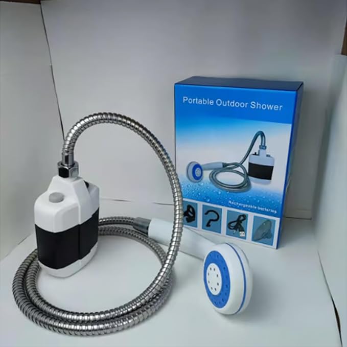 2025 Portable Camping Shower Pump Portable Water Pump with Hose Rechargeable Outdoor Shower Head Sprayer Pumps Water from Bucket for Camping Hiking Traveling &amp Pet Cleaning