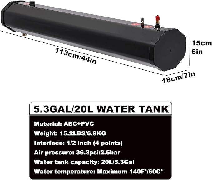 Pressurized Water Tank - Portable Solar Camping Shower for Vehicles Trucks and SUVs - 5/5.3/8 Gallon Capacity Ideal for Overlanding and Outdoor Adventures