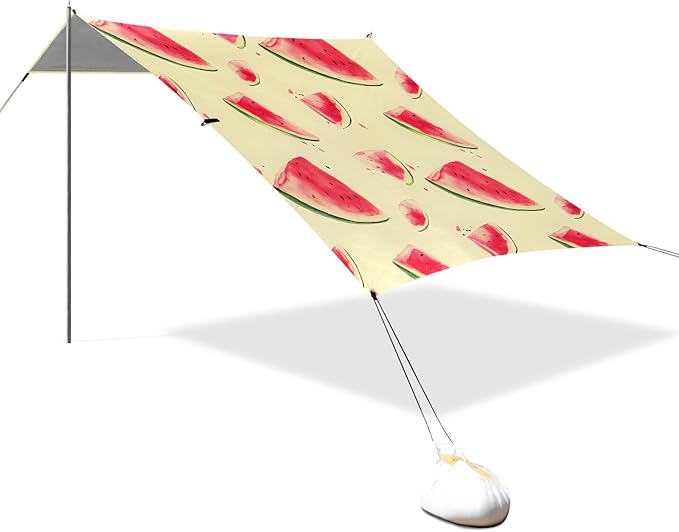 ALAZA Cute Watermelon Pattern Beach Tent Sun Shelter Portable Canopy Sunshade for Outdoor Camping Picnics Backyard Fun 10x9 ft
