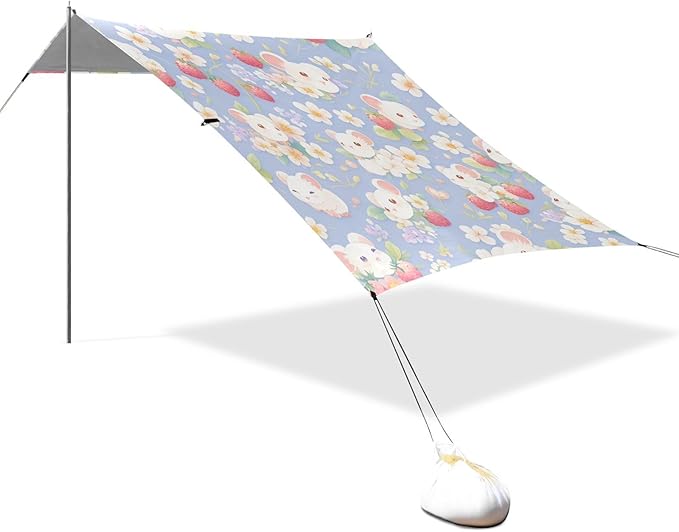 Gerbil Strawberries Plum Communion_3 Stable Beach Tent UPF50+ Lightweight Large Portable Sun Shelter with Sand Pockets for Camping Trips Fishing Backyard Fun or Picnics