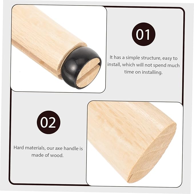 balacoo 2-Piece Wooden Replacement Handle for Hatchet Sturdy Oak Wood Grip for Axes Convenient Repair Handle for Camping and Outdoor Use
