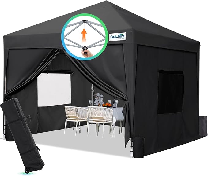 Quictent Privacy 8x8 Pop up Canopy Tent with Sidewalls and Roll-up Ventilated Windows One Person Easy Setup Outdoor Commercial Gazebo Shelter Enclosed Waterproof Bonus 4 Sandbags