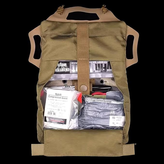 Tactical Medical IFAK Pouch Rapid/Quick Deploy First Aid Pouch Kit Hook and Loop Pack Emergency Survival Bag Two-Piece System Medical Roll Carrier Handle Outdoor Sport Emergency Hunting Bag