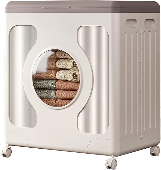 Modern Folding Large Storage Box 160L With Lid And Wheels Storage Bin For Clothes And Blankets Organization Plastic Storage Cabinet For Home Office