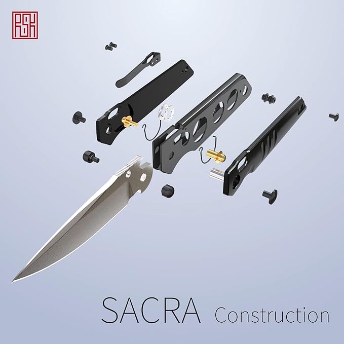 REALSTEEL SACRA Tac Pocket Knife Folding Knife Crossbar Lock 3.31 Böhler K110 Steel Blade Thumb Stud G10/Micarta Handle 2.58oz Deep-carry Pocket Clip EDC Outdoor Indoor Gifts for Men Women C