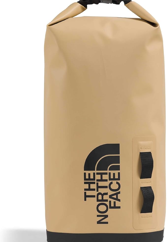 The North Face Base Camp Dry Bag - Roll-Top Waterproof Stuff Sack Ideal for Camping Gear &amp Kayak Accessories Khaki Stone/TNF Black 12 Liters