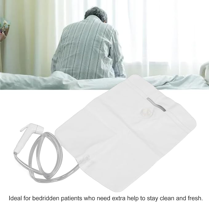 Bedside Shower Water Bag Portable Camping Shower Bag with Handle Powerful Water Pressure for Hair Washing Inflatable Shampoo Basin for Elderly and Bedridden Patients Lightweigh