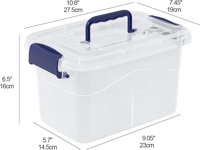 6-Pack 5 Quart Plastic Storage Box with Handle Clear Storage Bin