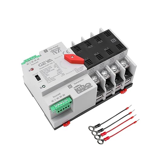 GEYA Mini ATS Automatic/Manual Transfer Switch Solar Auto Dual Power Over &amp Under Voltage Switch 50/60Hz Grid to AC Generator(4Pole 100A 110V)